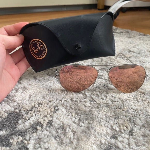 RAY-BAN AVIATOR ROSE GOLD AND SILVER REFLECTIVE - Picture 2 of 4
